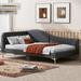 Upholstered Daybed with Metal Leg and Nailhead-Decorated for Bedrooms Living Rooms , Wood Slat Support (No Box Spring Needed)