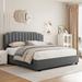 American Design Queen Platform Bed, Lift-Up Slat Bed, Velvet,Grey