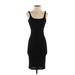 Topshop Casual Dress - Bodycon Scoop Neck Sleeveless: Black Solid Dresses - Women's Size 4 Petite