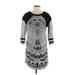 New Romantics Free People Casual Dress - Mini Crew Neck 3/4 sleeves: Gray Print Dresses - Women's Size X-Small