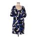 Club Monaco Casual Dress - Shift: Blue Graphic Dresses - Women's Size 10