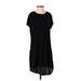 Left Coast by Dolan Casual Dress - Shift Crew Neck Short sleeves: Black Solid Dresses - Women's Size X-Small