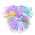 2024 New Arrival Infant Mulity Colorful Tulle Tutu Skirt Pom Pom Princess Mini Dress Children