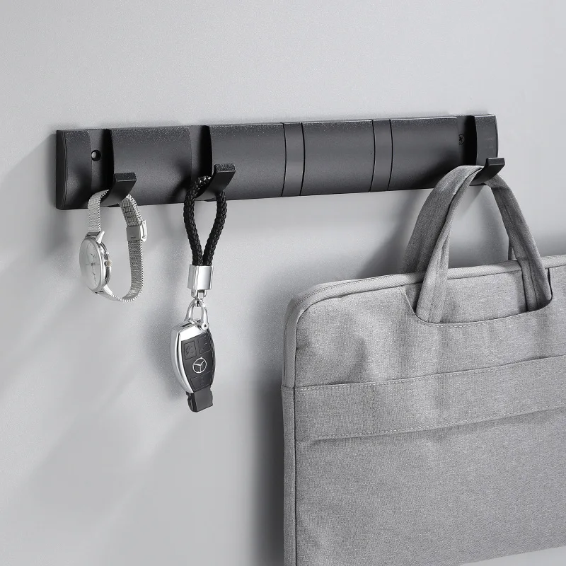 Schwarze faltbare Kleiderhaken, Handtuchhalter, nagelfreie Installation, Wandregal, Haken, Mantel, Kleiderhalter für Badezimmer, Küche, 2/4/6 Haken