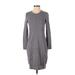 Banana Republic Casual Dress - Sweater Dress Crew Neck 3/4 sleeves: Gray Solid Dresses - New - Women's Size X-Small