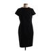 Brooks Brothers 346 Casual Dress - Sheath High Neck Short sleeves: Black Solid Dresses - Women's Size 6 Petite