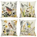 Tropical Green Plant Leaf Leaves bird Decorative Pillows Cushion Cover for Sofa Home Living Room