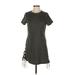 Others Follow Casual Dress - Mini High Neck Short sleeves: Gray Solid Dresses - Women's Size Small