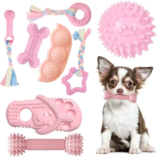 Hund Kau spielzeug rosa Gummi Spielzeug dauerhafte Backenzähne Trainings spielzeug Chihuahua