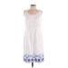 Talbots Casual Dress - A-Line: White Floral Motif Dresses - Women's Size 4