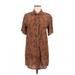 Saltwater LUXE Casual Dress - Shirtdress: Brown Tortoise Dresses - Women's Size Small