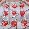 Cute Cartoon Love Heart Wings Keychain PVC Red Heart-shaped Toy Key Ring for Women Girls Car Handbag