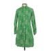 Kayce Hughes Casual Dress - Shirtdress: Green Paisley Dresses - Women's Size 4