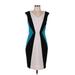 Sandra Darren Casual Dress - Sheath: Teal Color Block Dresses - Women's Size 8