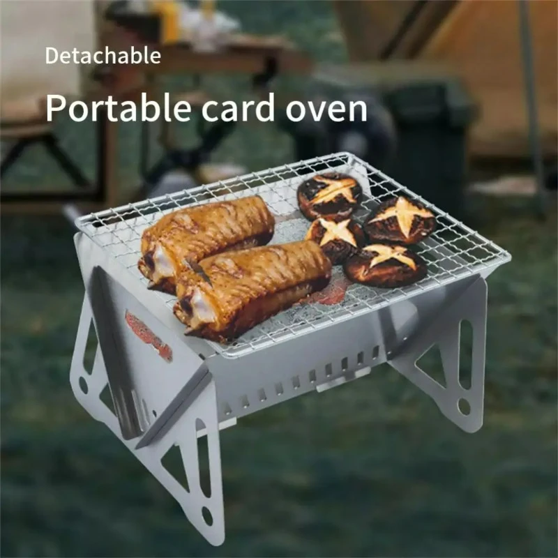 Edelstahl BBQ Grill Tragbare Falten Heizung Öfen Multifunktions Camping Grill Grill Rack Net Brennholz Herd