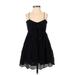 Mustard Seed Casual Dress - A-Line V Neck Sleeveless: Black Solid Dresses - Women's Size Small