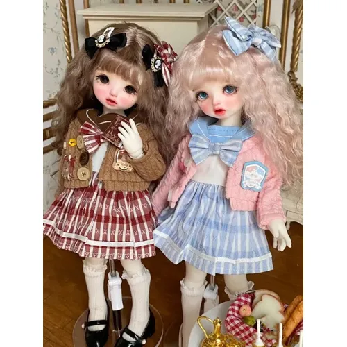 Bjd Puppen kleider für 1/6 Puppen süßer Rock Strickjacke Socken Outfit Puppen Bekleidungs zubehör