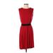 Calvin Klein Casual Dress - Fit & Flare: Red Dresses - Women's Size 4