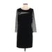 Gianni Bini Casual Dress - Sheath Scoop Neck 3/4 sleeves: Black Print Dresses - Women's Size 10