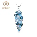 GEM'S BALLET London Blue Topaz Swiss Blue Topaz Sky Blue Topaz Mix Gemstone Pendants For Women Gift