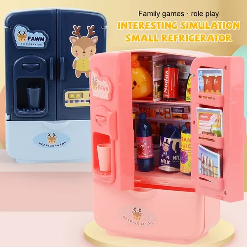 Mini Doppel Tür Kühlschrank Mädchen Spielzeug Simulation Pretend Play Küche Kinder Spielzeug Zubehör