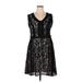 Suzanne Betro Cocktail Dress - A-Line: Black Jacquard Dresses - Women's Size 1X