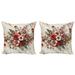 429923_Ambesonne Flowers Throw Pillow Cover 2Pack Tender Floral Marble Print Microfiber in Green/Pink/Red | 18 H x 18 W x 1 D in | Wayfair