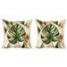 429415_Ambesonne Monstera Throw Pillow Cover 2Pack Nature Boho Scandinavian Microfiber in Brown/Green/White | 18 H x 18 W x 1 D in | Wayfair