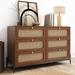 TORREFLEL Modern Cannage Rattan Wood Closet 6-Drawer Dresser Wood Storage Cabinet Sideboard For Bedroom, Living Room, Entryway | Wayfair