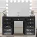 Everly Quinn Hollywood Vanity Set w/ Mirror Wood in Gray | 31.5 H x 50 W x 22 D in | Wayfair FBDEB23094E6490B98B97A9B9AAF9A5E