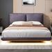 Mercer41 Upholstered Platform Bed w/ Sensor Light & 2 Large Backrests Metal in Gray | 38.2 H x 82 W x 63 D in | Wayfair