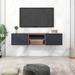 Ebern Designs Wall Mounted Floating Tv Stand w/ Large Storage Space Wood in Black | 12.21 H x 53.11 W x 15.36 D in | Wayfair