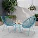 Latitude Run® Patio Dining Set Wicker/Rattan in Blue | 17.72 W x 17.72 D in | Wayfair 1863DAA266964ACBAAFE7EA32BBD8A51