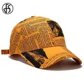 Casquettes de baseball à motif de journal jaune pour hommes et femmes marque d'élasticité chapeau