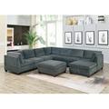 Gray Sectional - Angel Queen Chenille Modular Sectional 9Pc Set Large Family U- Sectional Modern Couch 3X Corner Wedge 4X Armless Chairs | Wayfair