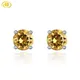 Boucles d'oreilles en Citrine véritable argent 925 bijoux ronds de 4mm argent massif 925 pierre