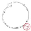 Bracelet double couche en argent regardé 925 pour femme bracelet réglable bracelet à breloques