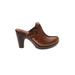 Born Handcrafted Footwear Mule/Clog: Slip On Chunky Heel Boho Chic Brown Print Shoes - Women's Size 8 - Round Toe