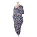 Motherhood Casual Dress - Popover: Blue Batik Dresses - Women's Size X-Large Maternity