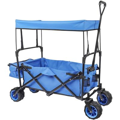 Wiltec Faltbarer Bollerwagen mit Sonnendach, Faltbollerwagen für max. 70 kg, Klappbollerwagen mit Image