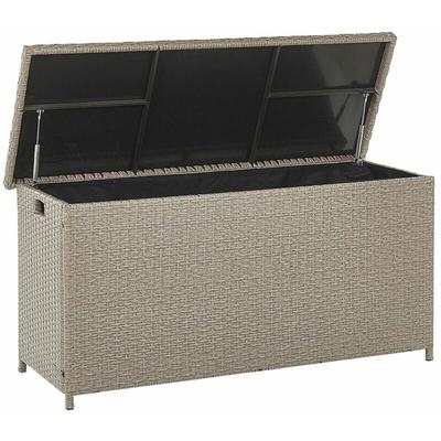 Auflagenbox Taupe Rattan 126 x 46 cm 290 l mit Deckel für Garten für Terrasse Aufbewahrung Kissenbox Image