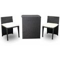 3tlg Poly Rattan Sitzgruppe Bistro Gartenmöbel Bistro Lounge Terasse Balkon Tisch Stühle Set