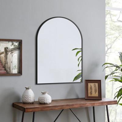 Boromal - Wandspiegel Schwarz Metall Oval 60x80 cm Rundbogen Spiegel Flur Wand Badspiegel Image
