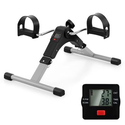 Costway Under Desk Exercise Bike Pedal Exerciser with LCD Display for Legs and Arms Workout-Black