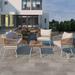 Bay Isle Home™ Postfield 4 - Person Outdoor Seating Group w/ Cushions Wood/Metal/Natural Hardwoods in Brown | Wayfair