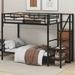 Mason & Marbles Metal Bunk Bed w/ Lateral Storage Ladder & Wardrobe Metal in Black | 67 H x 41 W x 92.7 D in | Wayfair