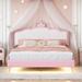 Gemma Violet Octavius Vegan Leather Platform Bed in Pink | 54 H x 55.1 W x 77.1 D in | Wayfair 17DCC58AA1BE40F49FB7AAAA7301C813