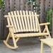 Rosecliff Heights Sanya Solid Wood Rocking Adirondack Chair in Brown | 36.37 H x 45.87 W x 38.37 D in | Wayfair F2641D893CB840C3A323AC200A220EFD