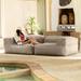 Hokku Designs Mandile 100" Wide Outdoor L-Shaped Loveseat w/ Cushions Sunbrella® Fabric Included in Brown | 24 H x 100 W x 42 D in | Wayfair