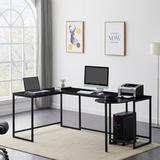 Latitude Run® U-Shaped Computer Desk Wood/Metal in Black/Brown/Gray | 29.7 H x 78.7 W x 47.2 D in | Wayfair 1A98607CD55949DE91B2AAC2C6A08D40